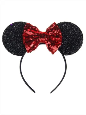 Girls Sequin Mouse Ear and Bow Headband