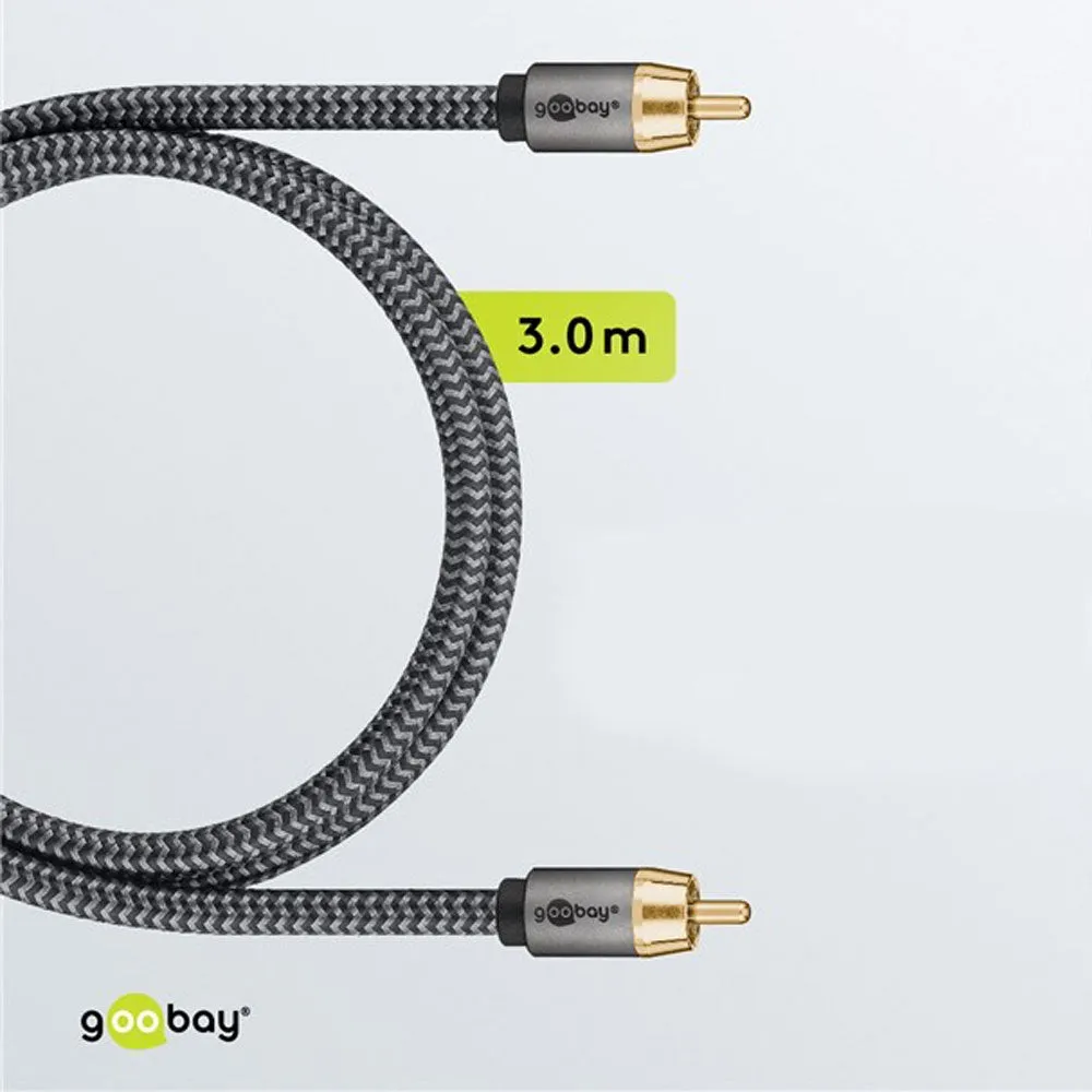 Goobay - (3m) Mono stereo RCA audio cable (65297) - Sharkskin Grey