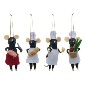 Handmade Wool Felt Chef Mouse Ornament