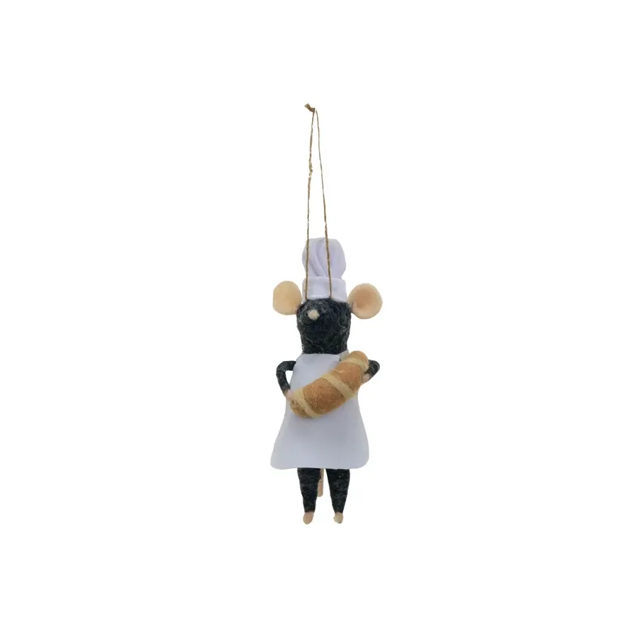 Handmade Wool Felt Chef Mouse Ornament