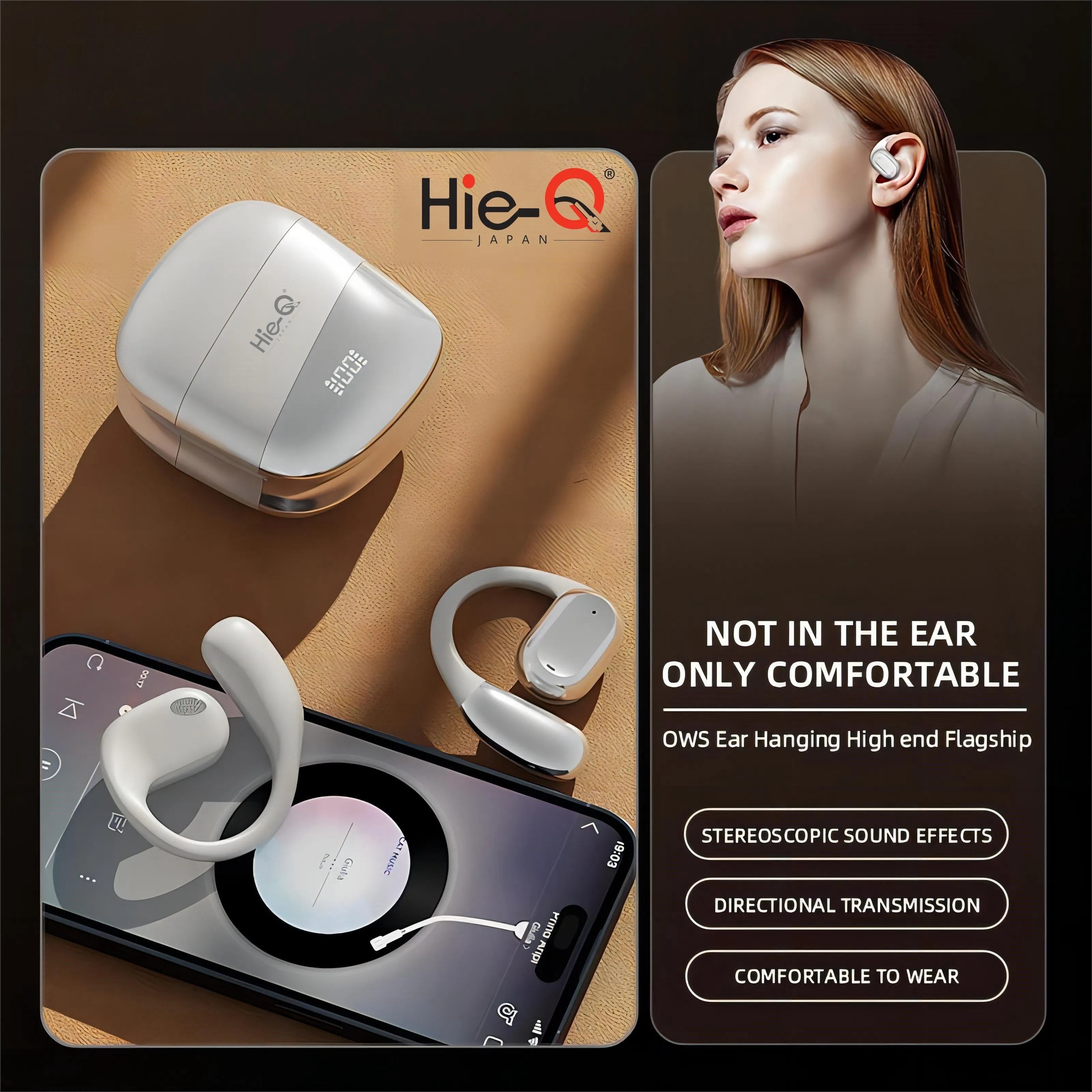 Hie-Q Japan OWS Open Earbuds Ultra High Definition Call - Q10