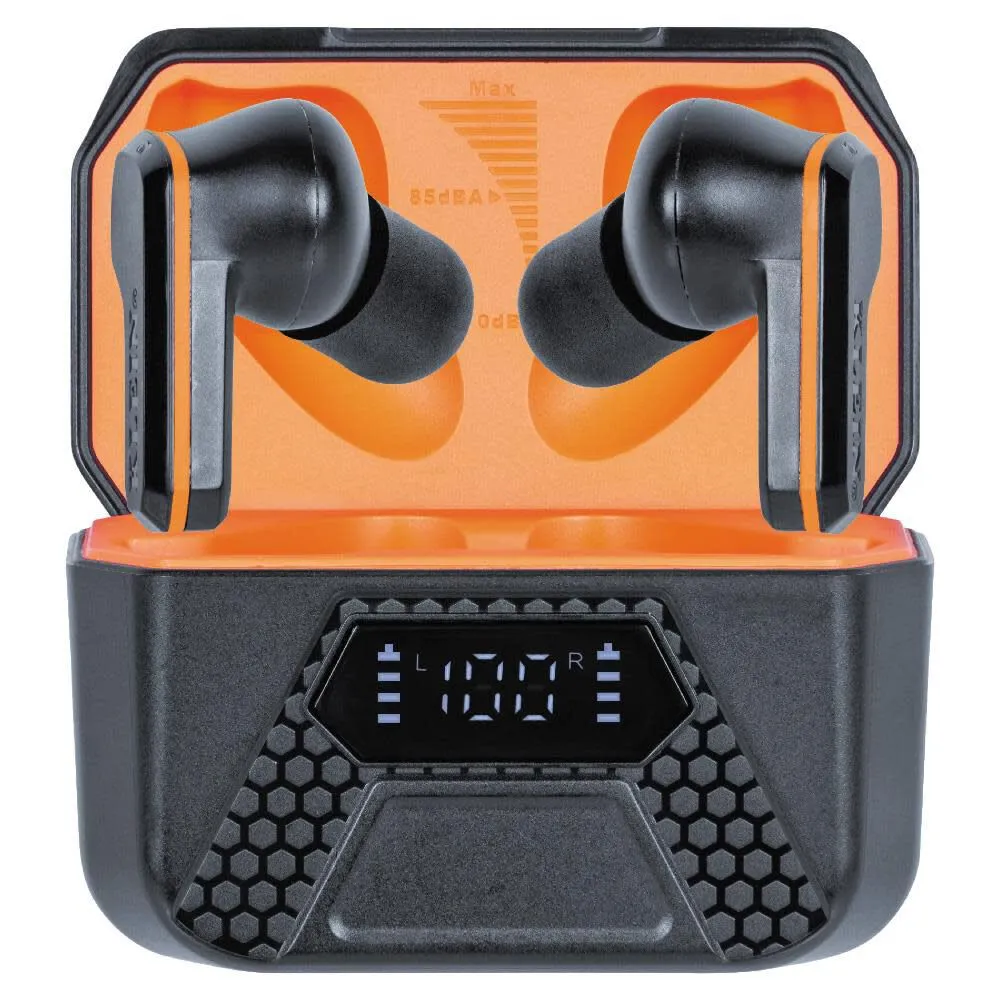 Klein Tools AESEB2 Elite Bluetooth Jobsite Earbuds, True Wireless Earplugs, 25dB NRR Hearing Protection, 24-Hour Playtime, Digital LED Display