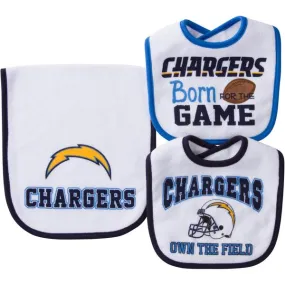 LA Chargers Baby 2 Bib and 1 Burpcloth Set