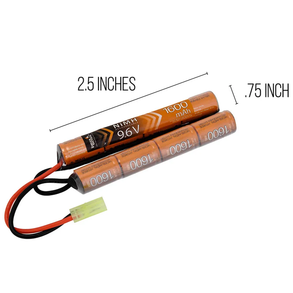 Lancer Tactical 9.6v 1600mAH NiMH Nunchuck Crane Stock Airsoft Battery