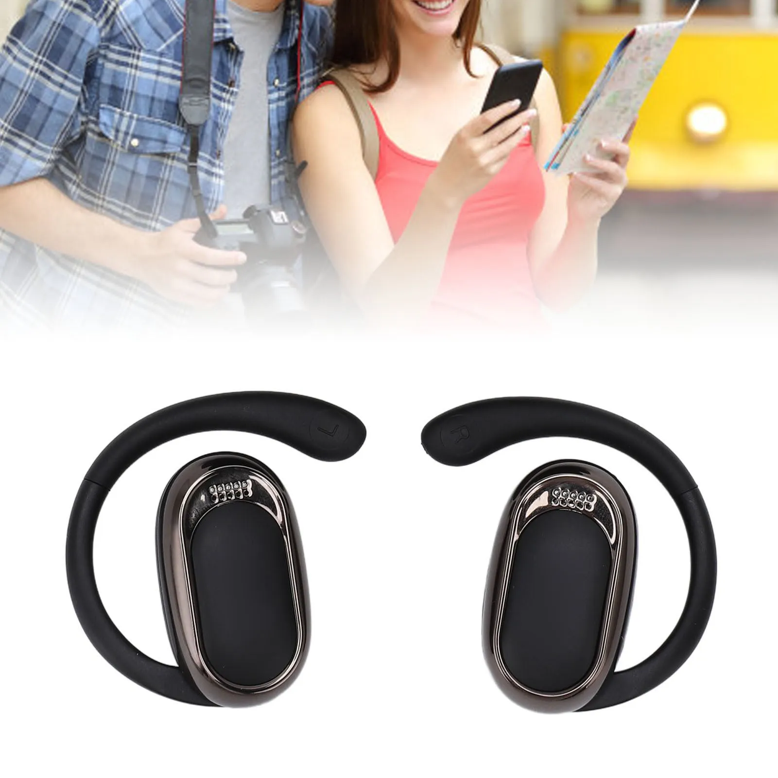 Language Translator Earbuds - supports 144 Languages online translator Secure Fit for Sports & Travel, USB Rechargeable, Wireless 5.4, Black