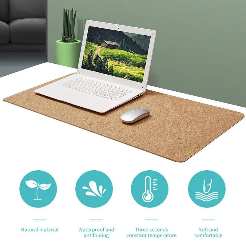 Large Natural Cork Mouse Pad - Anti-Slip, Waterproof, and Comfortable for Office and Home Use