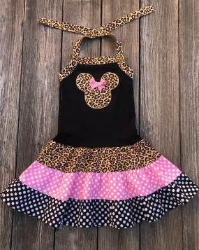 Leopard & Pink Minnie Mouse Dress