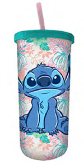 LILO & STITCH TROPICAL STITCH 20oz PLASTIC TALL COLD CUP w/LID AND STRAW