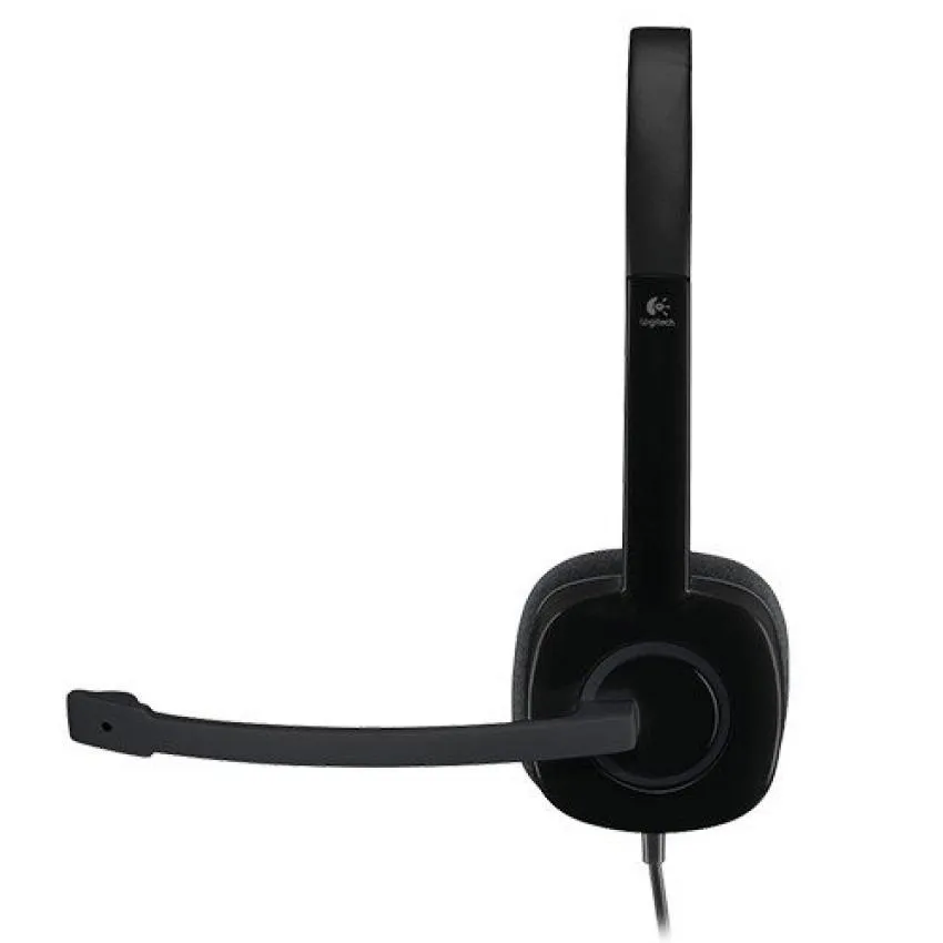 Logitech H151 Wired Headset, Stereo Headphones with Rotating Noise-Cancelling Microphone, 3.5 mm Audio Jack