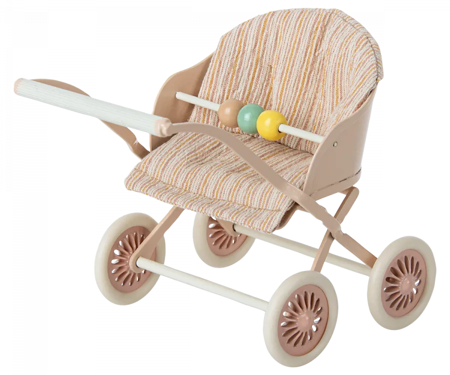 Maileg Stroller Baby Mice - Rose