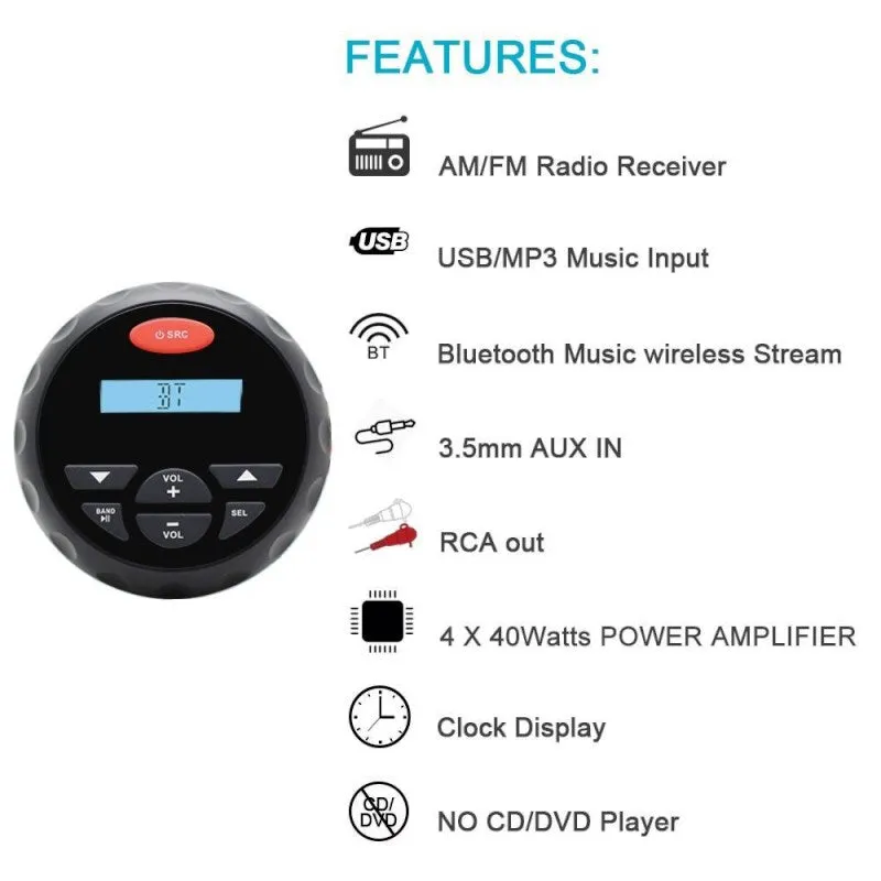 Marine Bluetooth Stereo Boat Radio