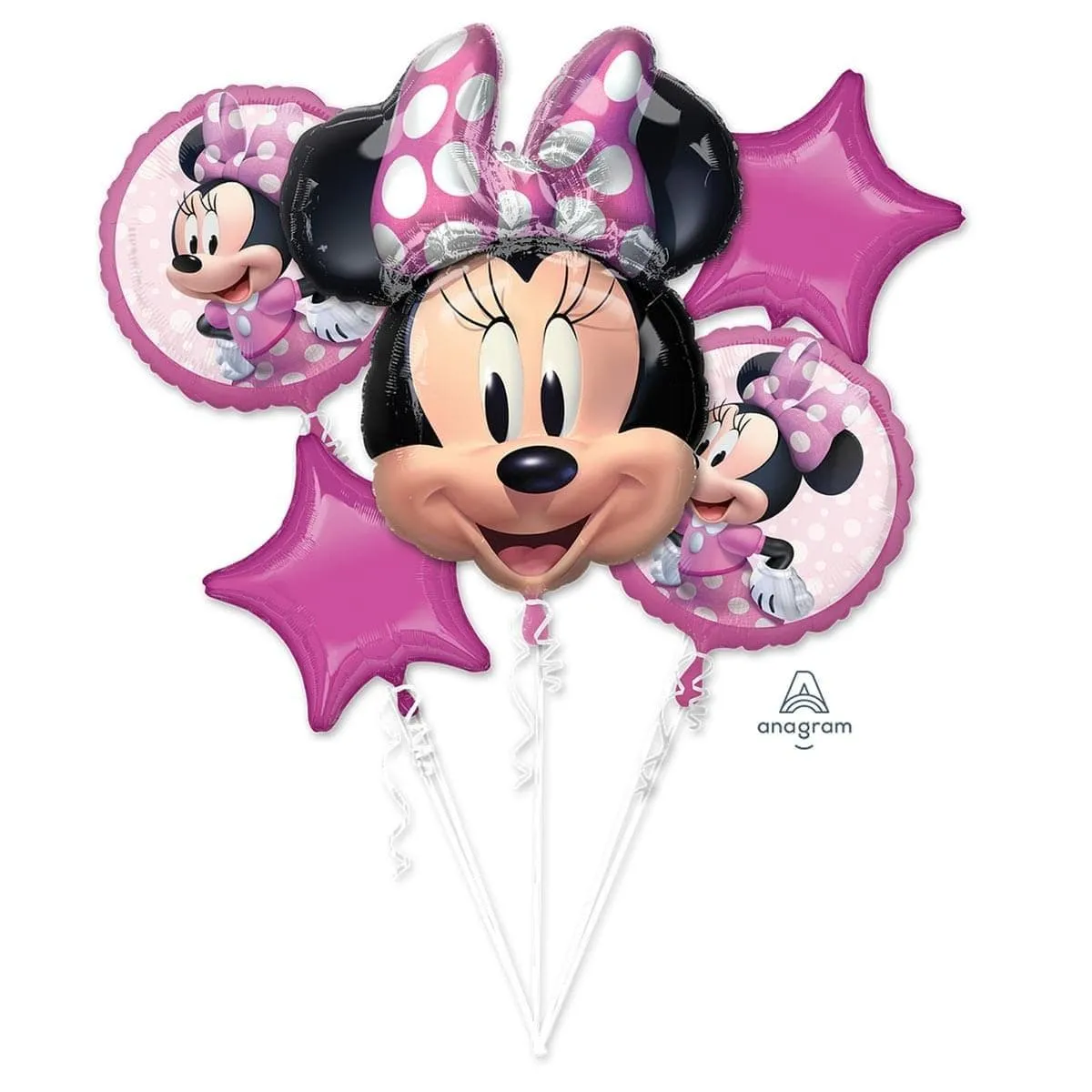 Minnie Mouse Foil Balloon Bouquet, 5 Count, Helium Inflation not Included