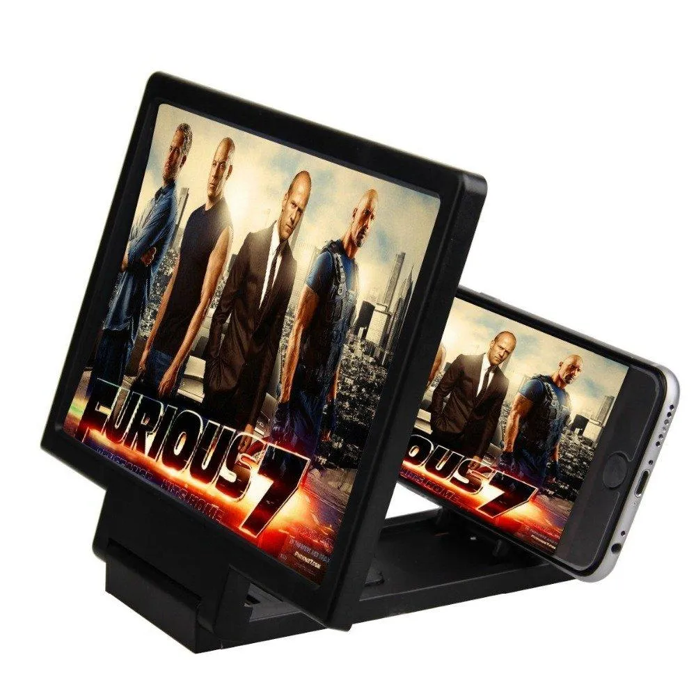 Mobile Phone 3D Screen Magnifier Enlarger Video Screen Amplifier Screen Enlarged Foldable Stand Holder Expander Compatible with All Smartphone