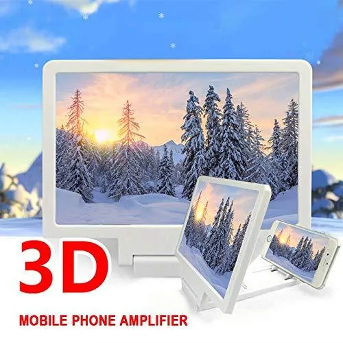 Mobile Phone 3D Screen Magnifier Enlarger Video Screen Amplifier Screen Enlarged Foldable Stand Holder Expander Compatible with All Smartphone