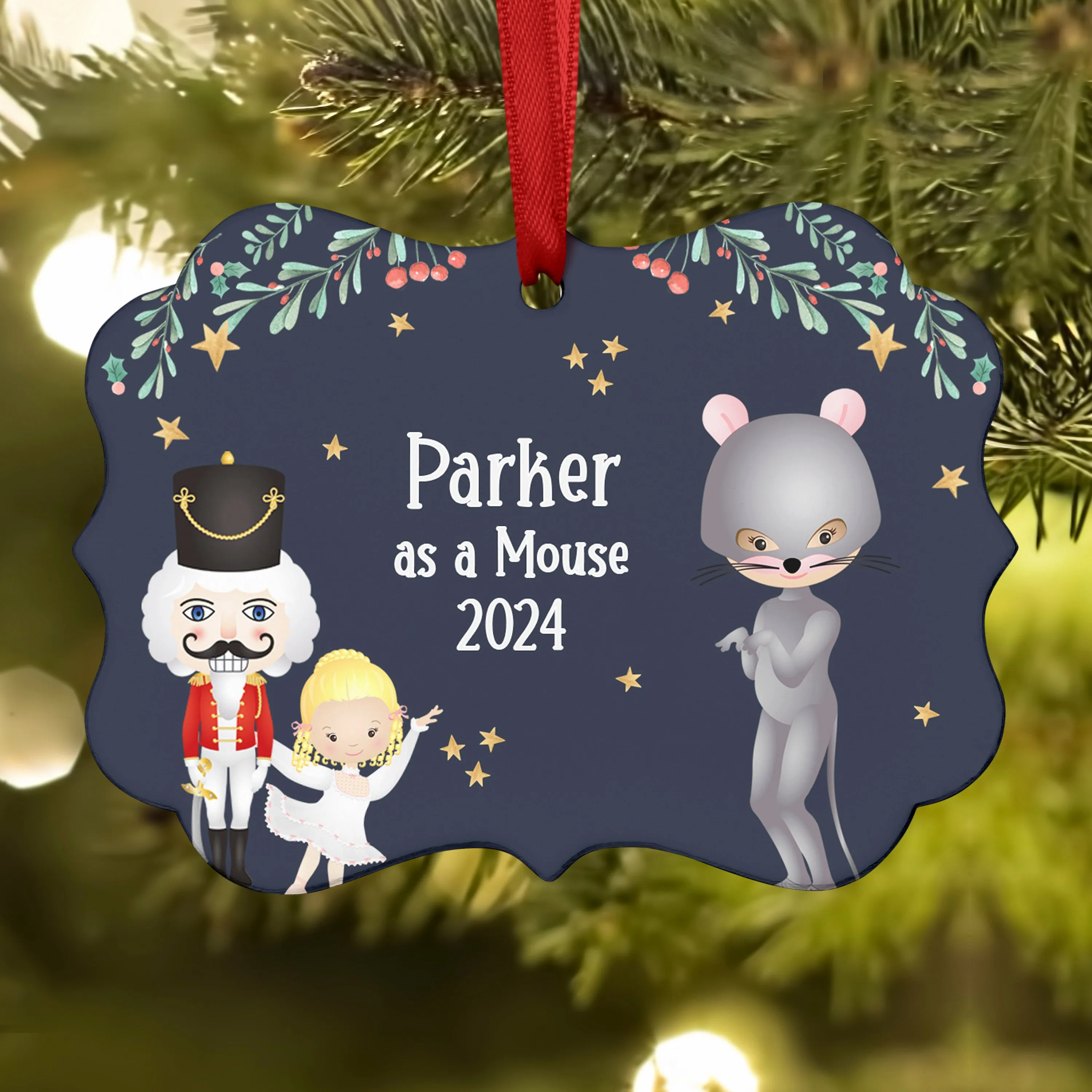 Mouse Gray Rat King Queen Baby Lead • Nutcracker Christmas Ornament Personalized Custom Holiday Decor Gift Boy Girl Ballerina Ballet