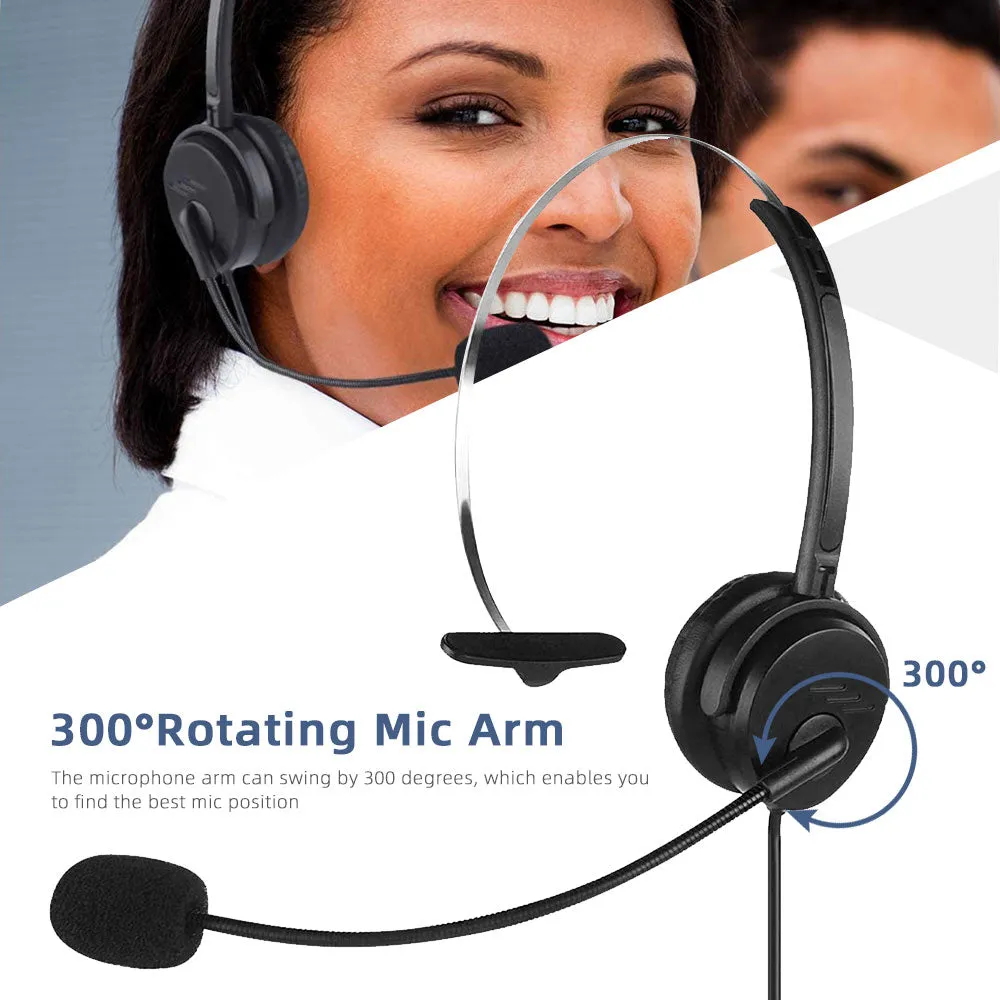 Mpow Single-sided 3.5mm & USB Headset with Microphone