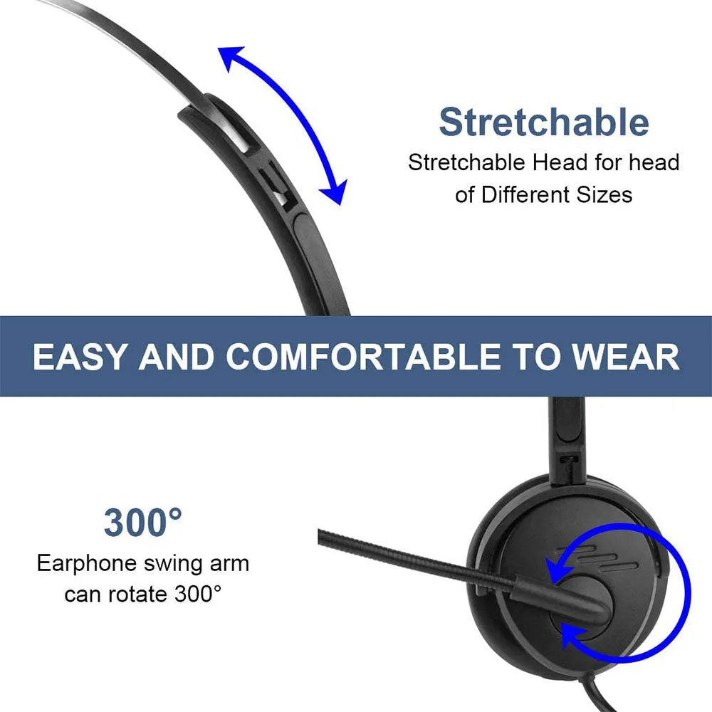 Mpow Single-sided 3.5mm & USB Headset with Microphone