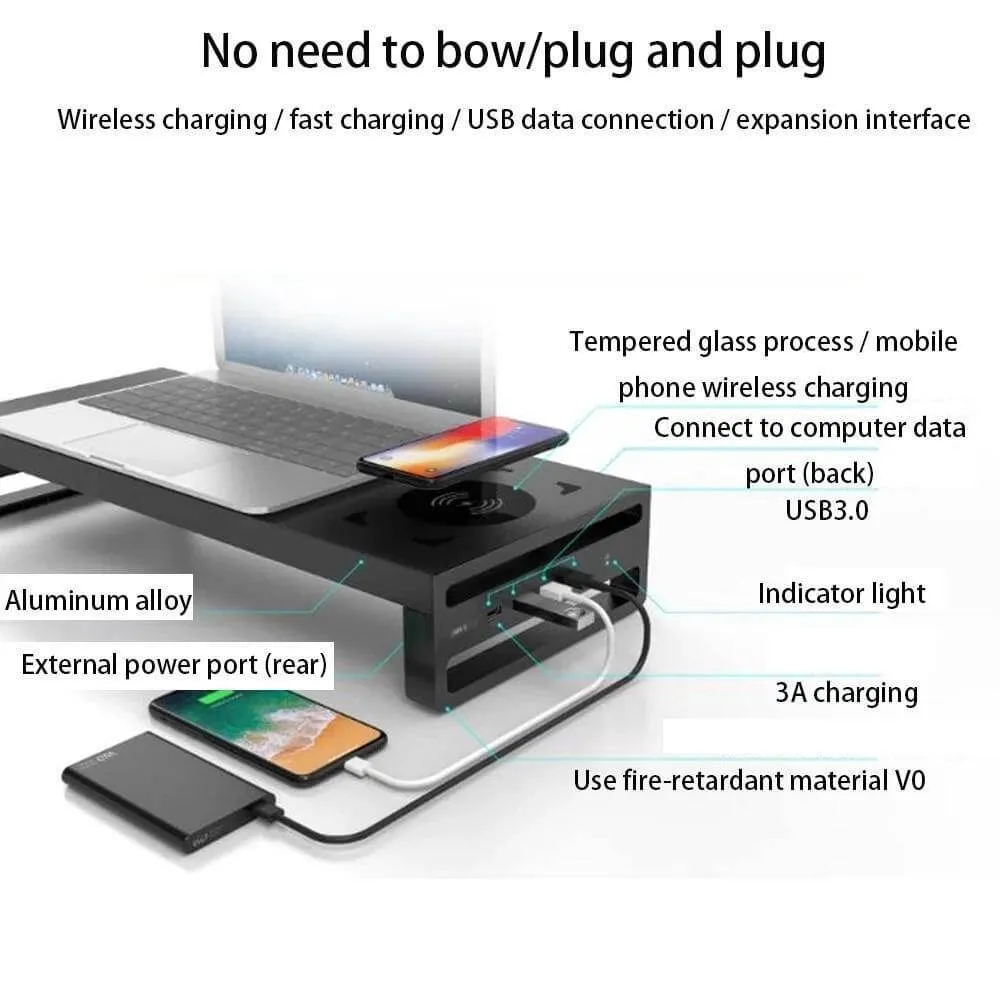 Multifunctional Wireless Charging Desktop Monitor Stand