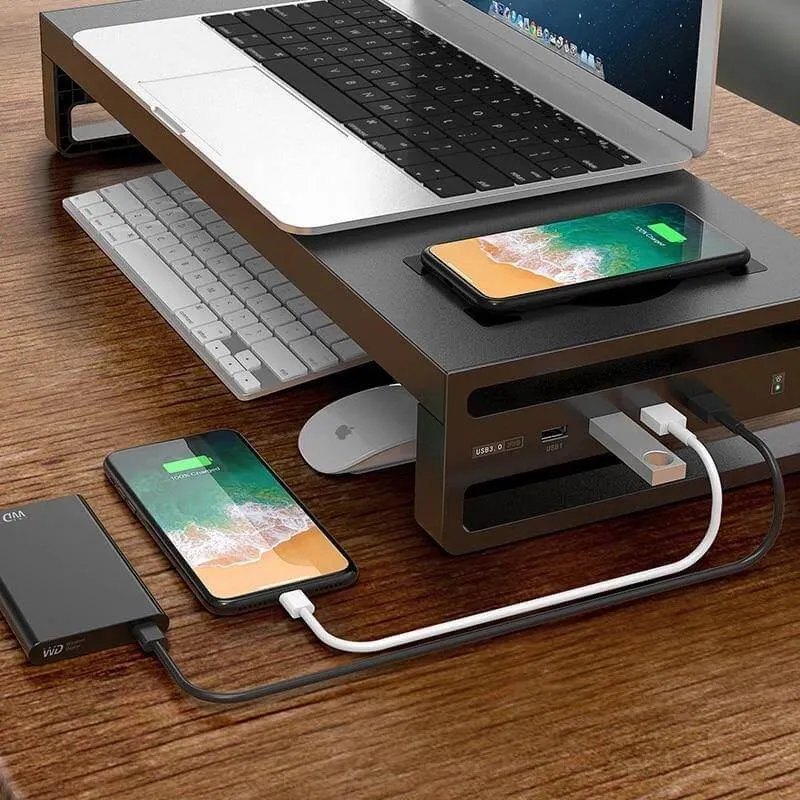 Multifunctional Wireless Charging Desktop Monitor Stand