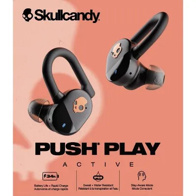 New - Skullcandy Push Play Active True Wireless Bluetooth Headphones - Black