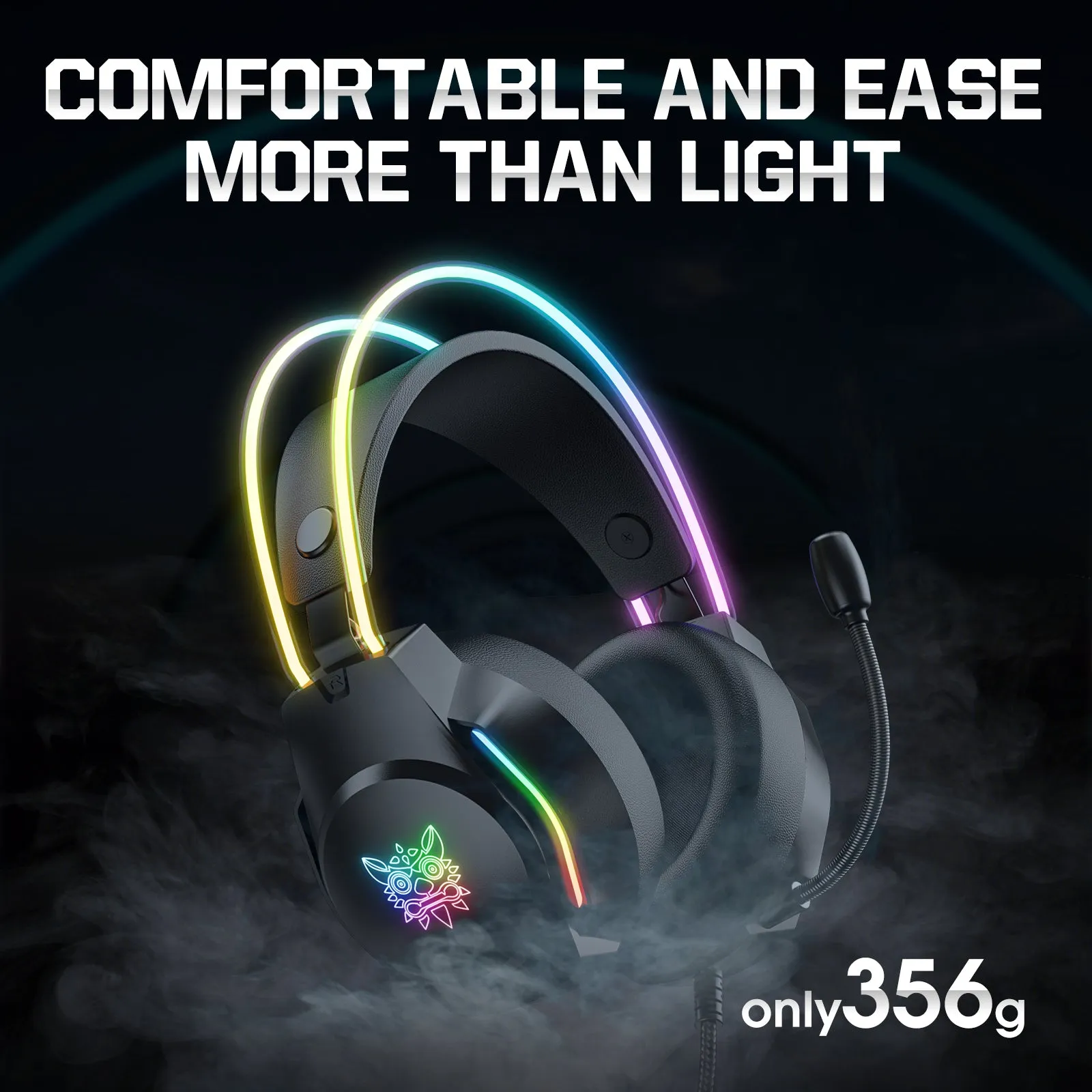 ONIKUMA X26 Head-mounted Earphone RGB Light, Noise Reduction Wired Headphone