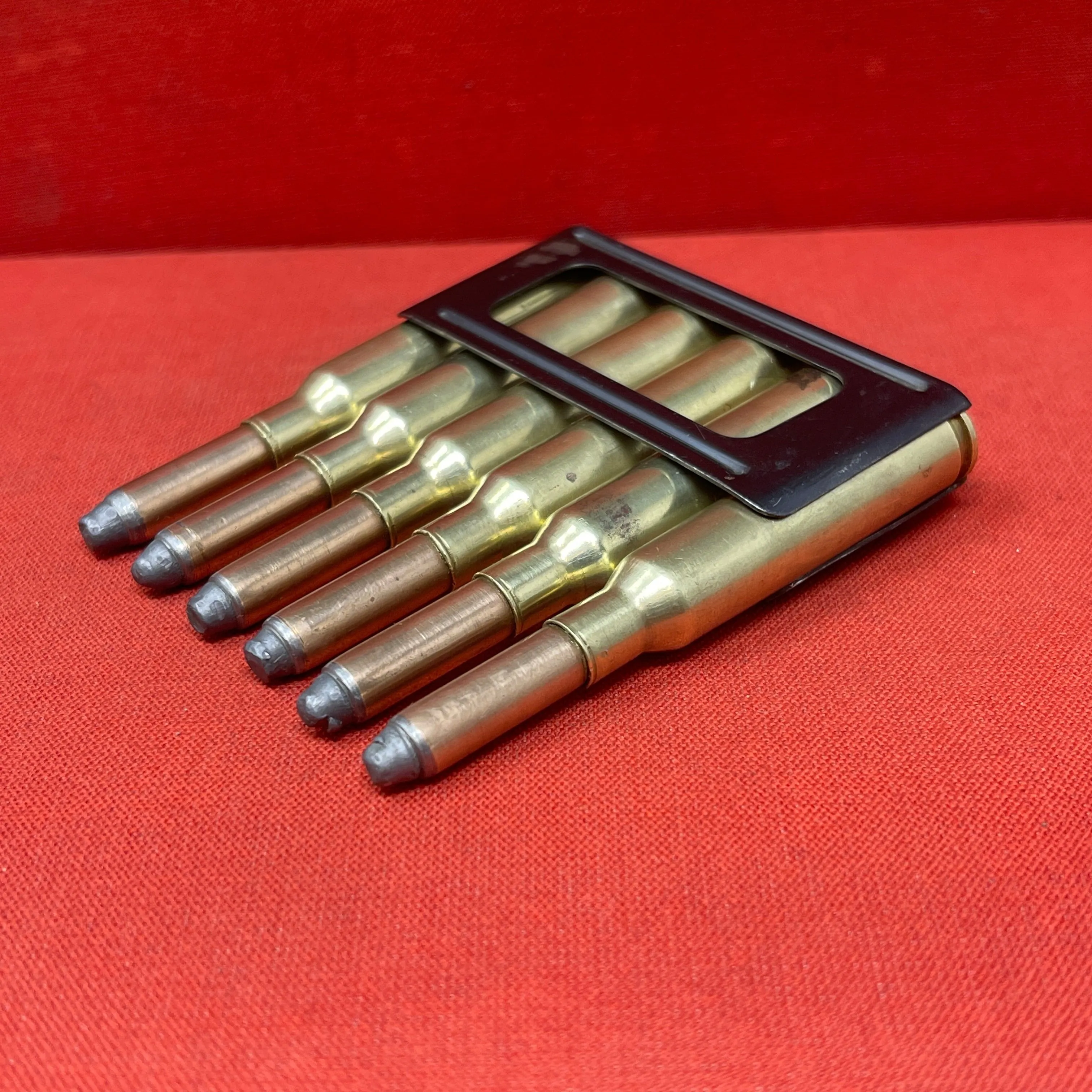 Original WWII 6 x 6.5mm Carcano Rounds in Clip (Inert)