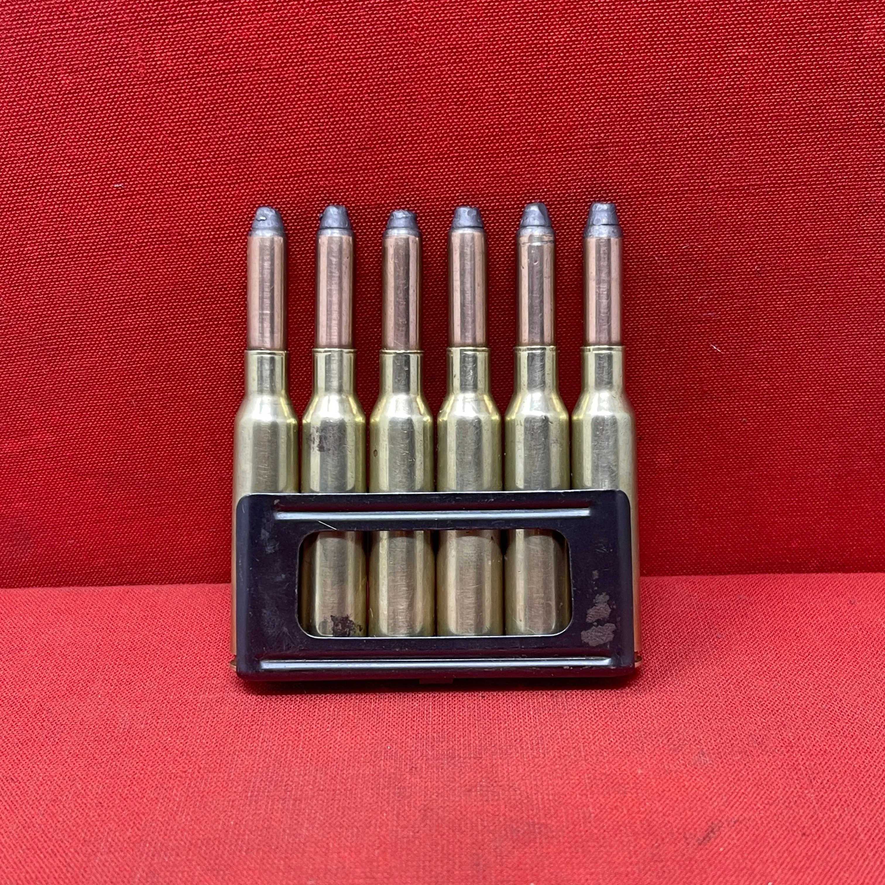 Original WWII 6 x 6.5mm Carcano Rounds in Clip (Inert)