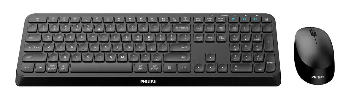 Philips 4000 Series Spt6407b - Keyboard And Mouse Set - Wireless - 2.4 Ghz, Bluetooth 3.0, Bluetooth 5.0 - Qwerty