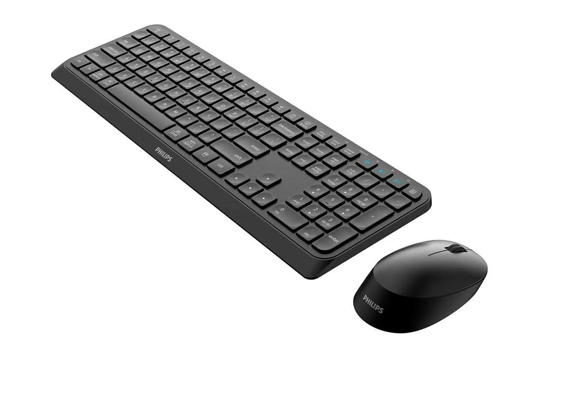 Philips 4000 Series Spt6407b - Keyboard And Mouse Set - Wireless - 2.4 Ghz, Bluetooth 3.0, Bluetooth 5.0 - Qwerty