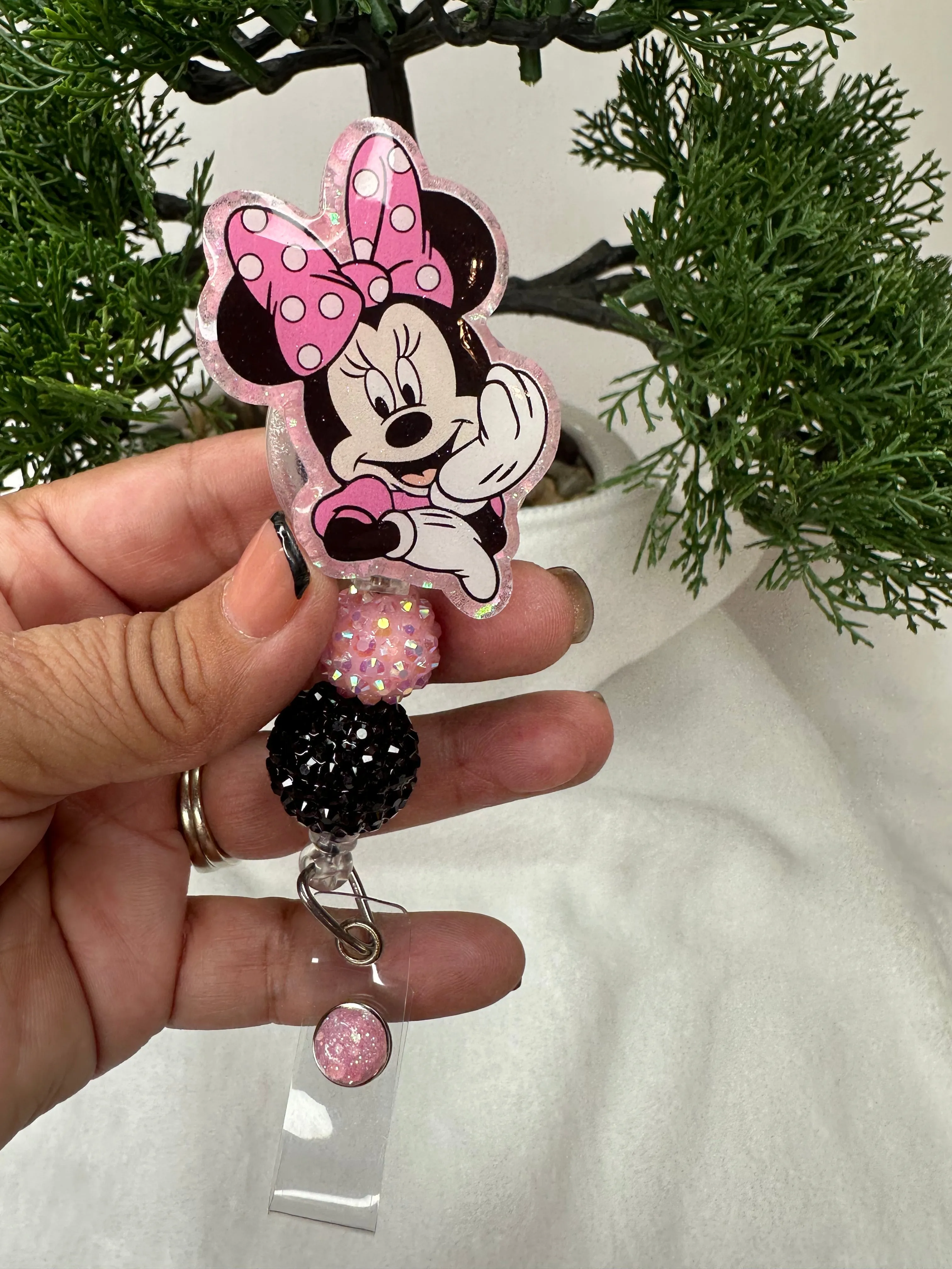 Pink Mouse Ears Badge Reel