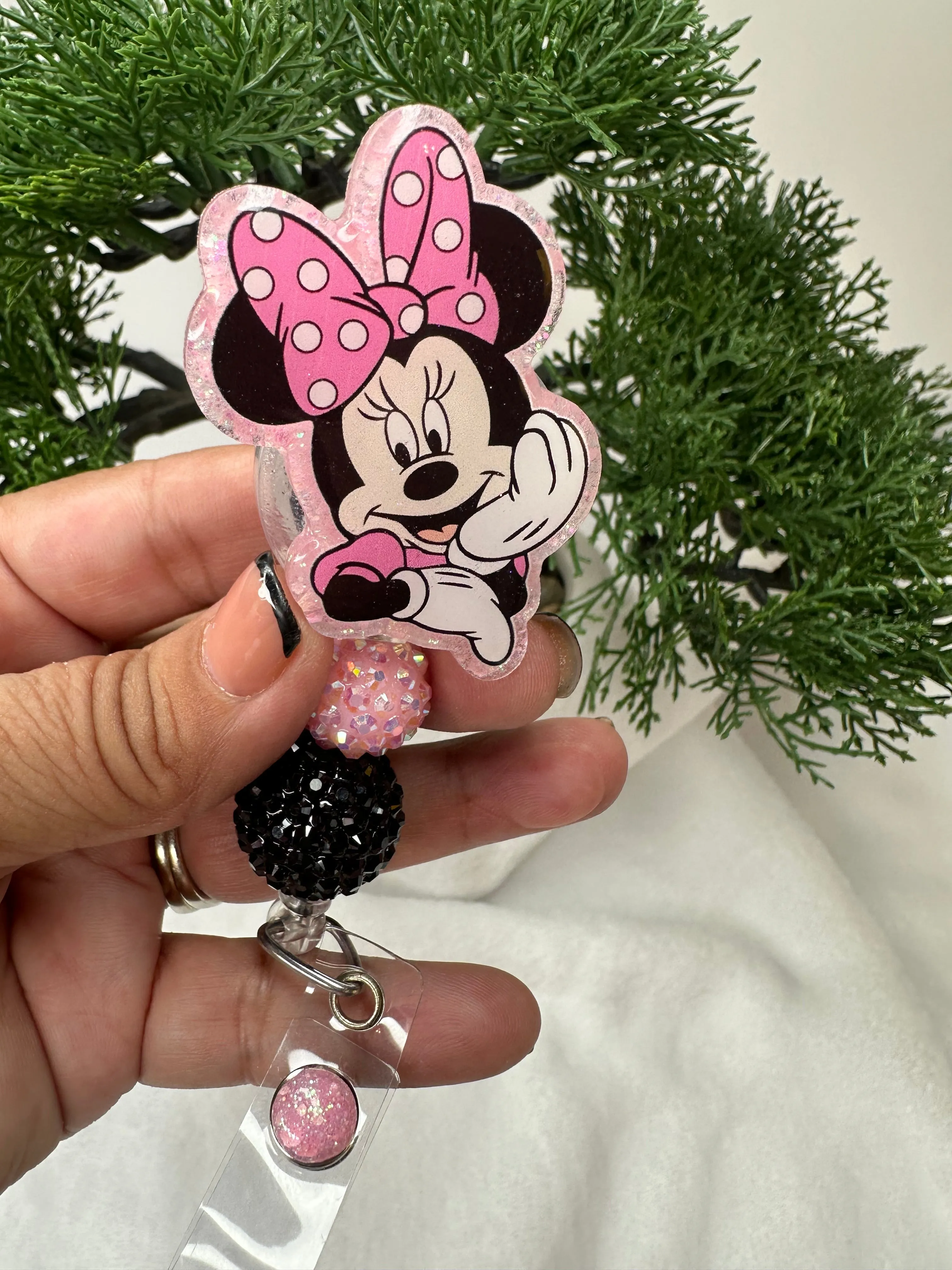 Pink Mouse Ears Badge Reel