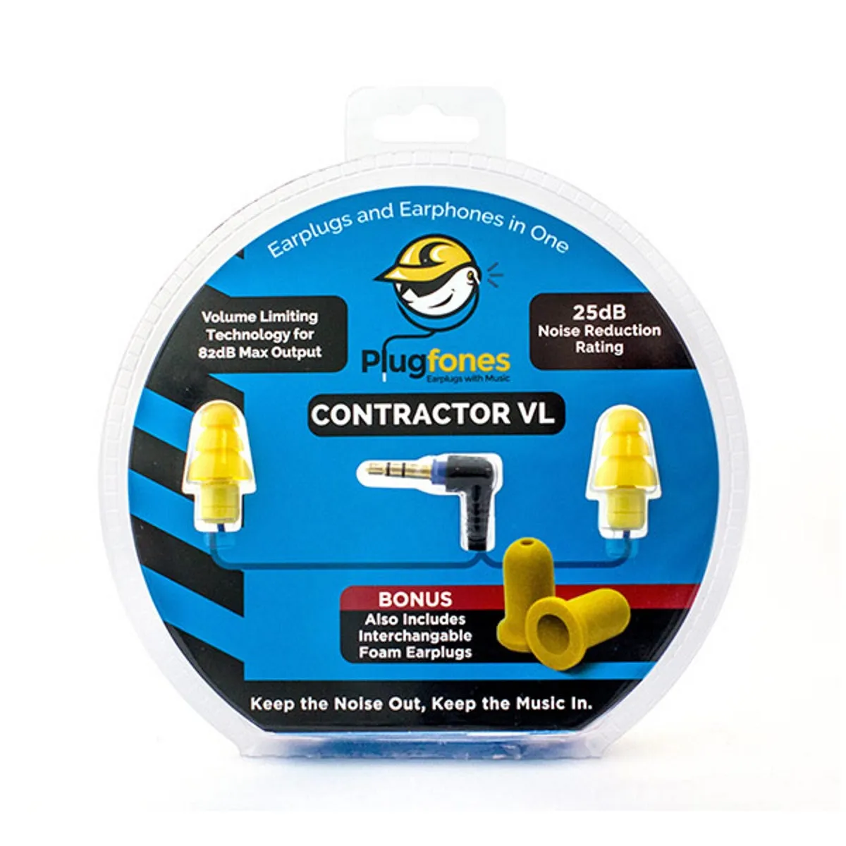 Plugfones Contractor VL Yellow Earplug Headphones