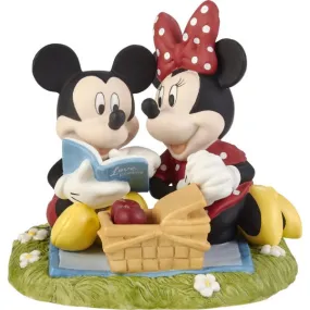 Precious Moments Disney Mickey Mouse And Minnie Mouse On Picnic Blanket Figurine