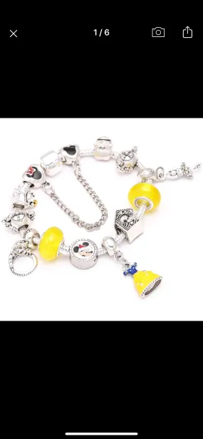 Princess and the frog Disney Mickey charm bracelet