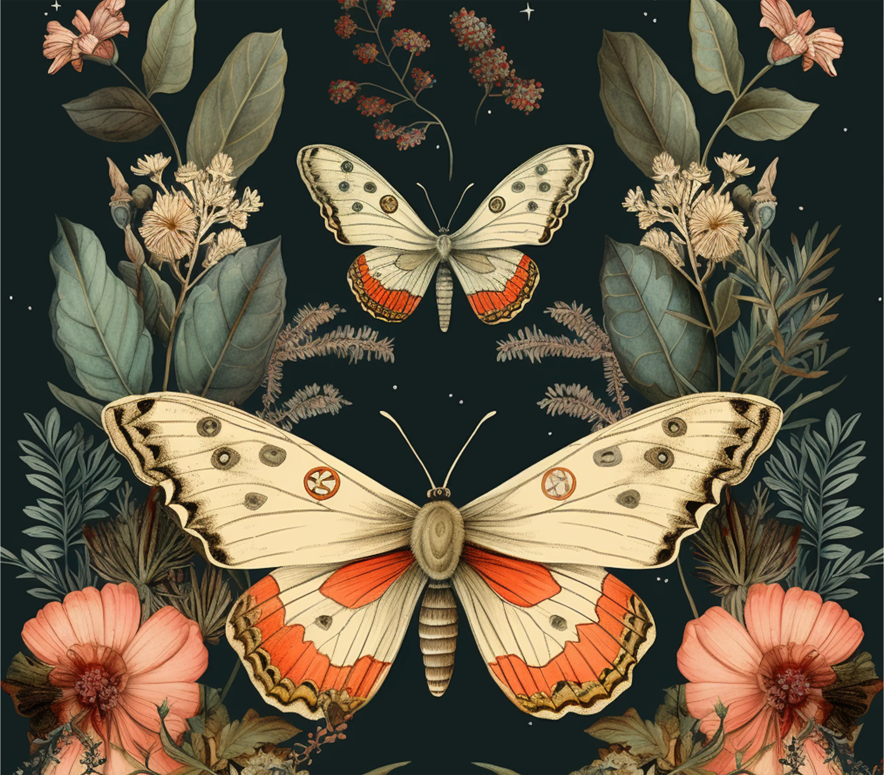 "Vintage Moth & Floral" Mouse Pads