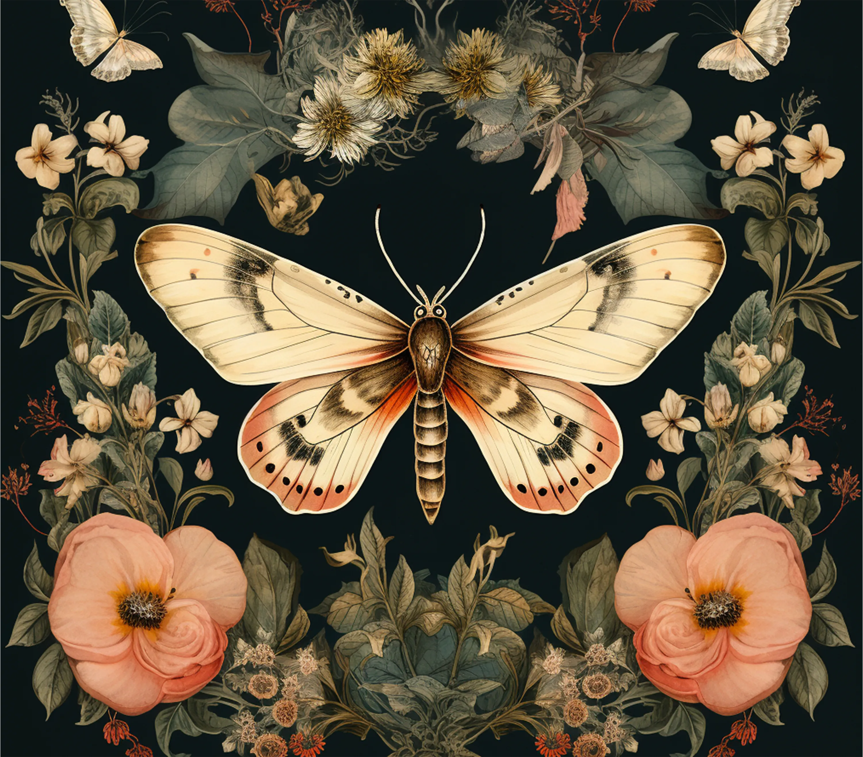 "Vintage Moth & Floral" Mouse Pads