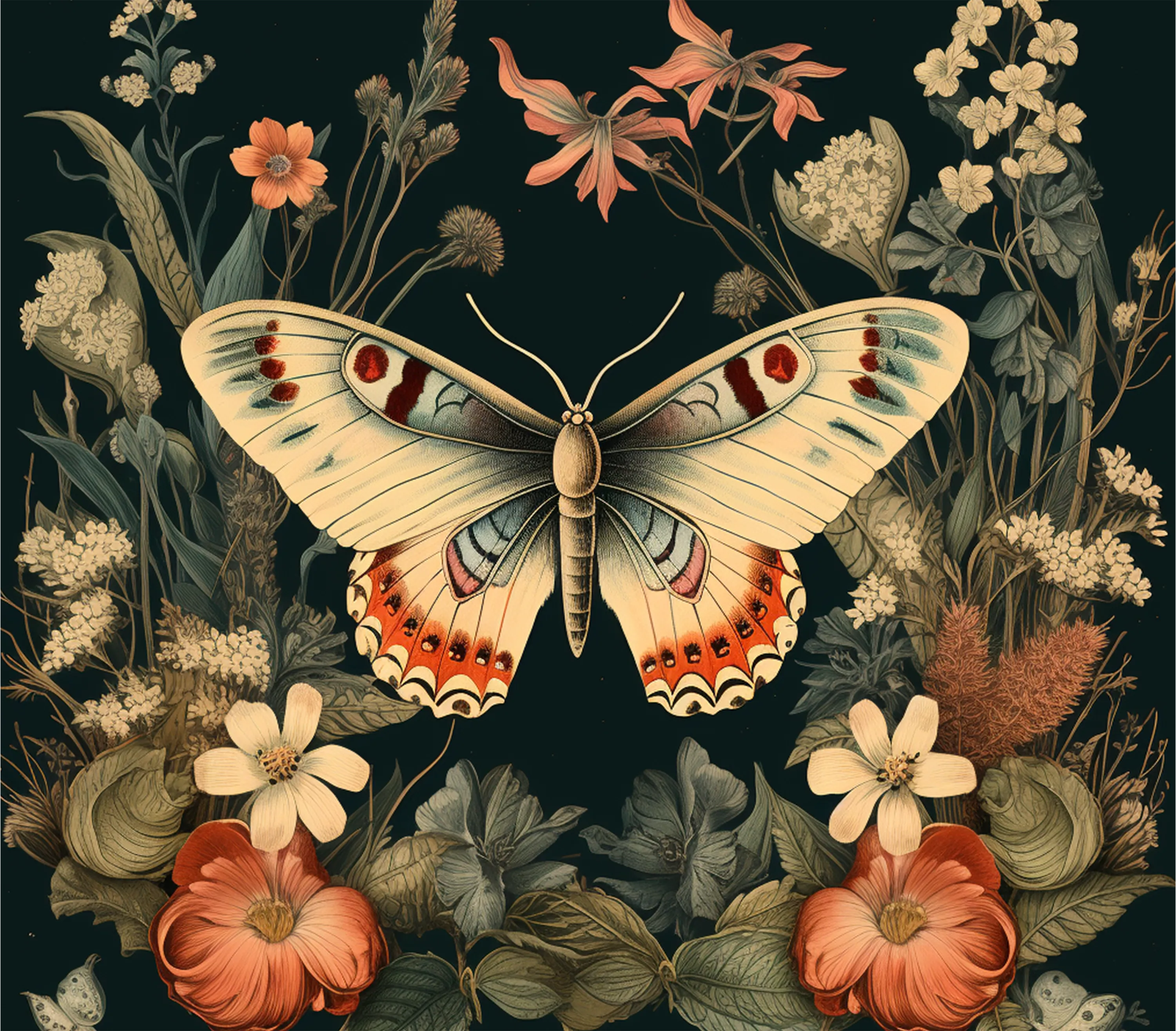 "Vintage Moth & Floral" Mouse Pads