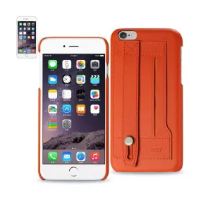 Reiko Iphone 6/6S Plus 5.5Inch Genuine Leather Wallet Case With Hand Strap & Cinema Stand In Tangerine