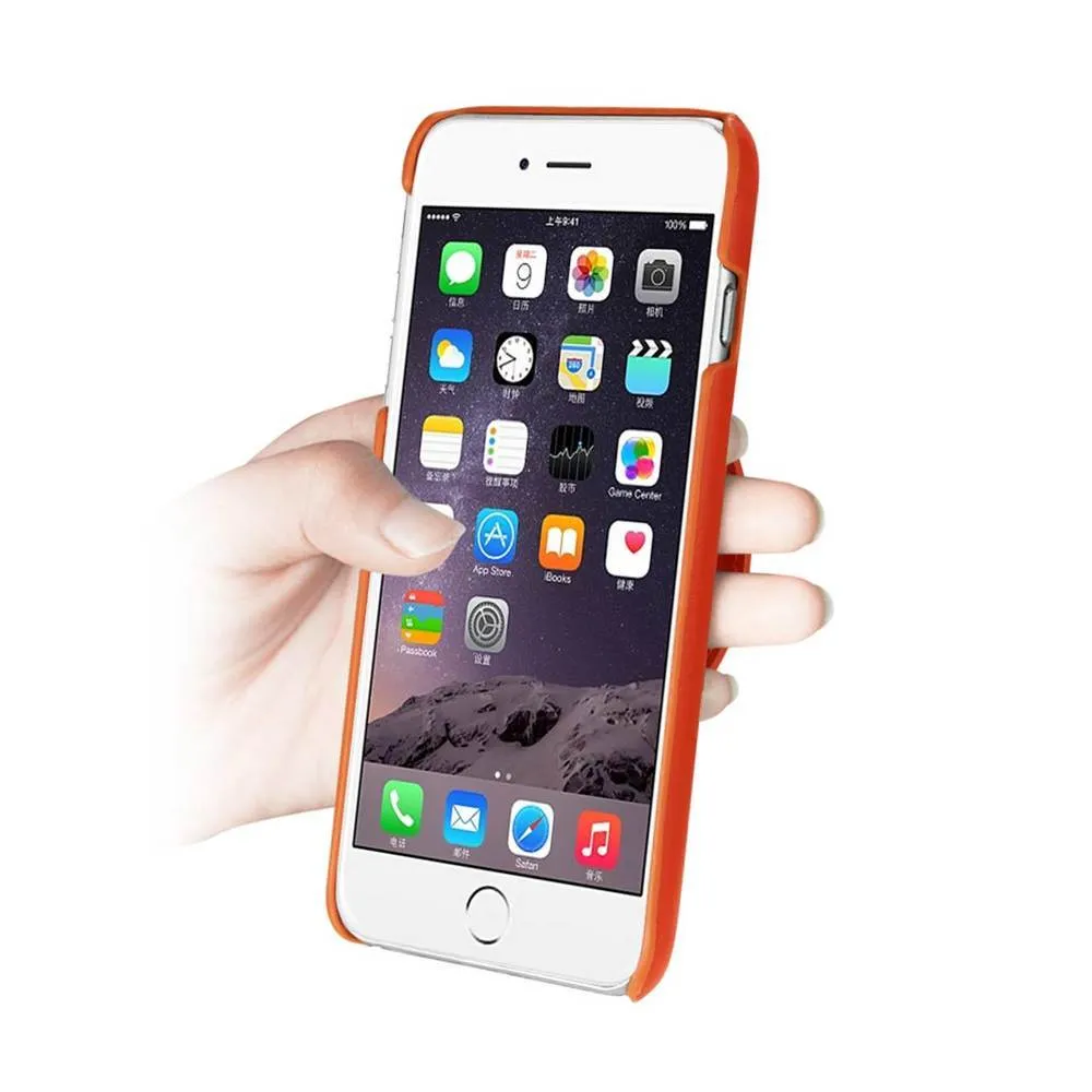 Reiko Iphone 6/6S Plus 5.5Inch Genuine Leather Wallet Case With Hand Strap & Cinema Stand In Tangerine