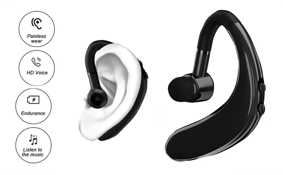 Single Wireless 18 Hours of Calling with 1 Hour Charge S109 Bluetooth Headset with Mic Designed for All Android Smartphone