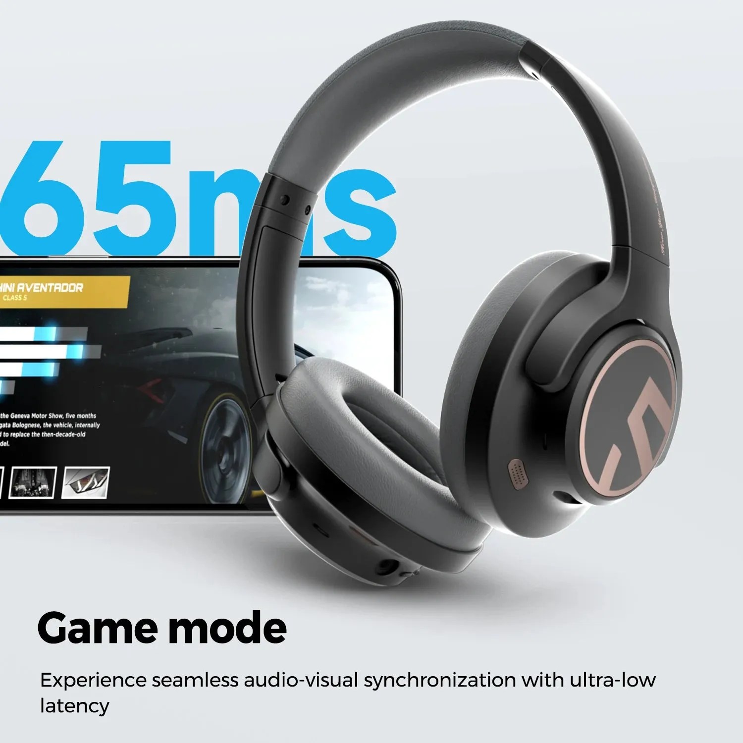 Soundpeats Space Headphones Bluetooth 5.3 Hybrid Active Noise Cancelling Wireless Headphone,123H Play,Mic,Multipoint Connection