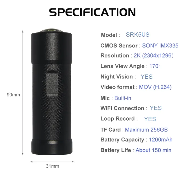 SRK5P 2K Motorcycle/Scooter/Bicycle Waterproof Camera