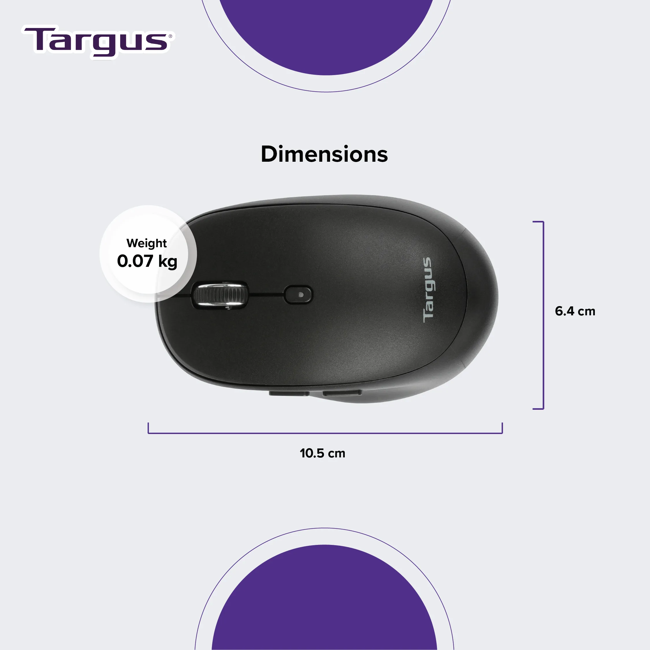 Targus Midsize Comfort Bluetooth Wireless Mouse | Multi-Device connectivity for 3 Devices | DefenseGuard Antimicrobial Protection | AMB582 Black