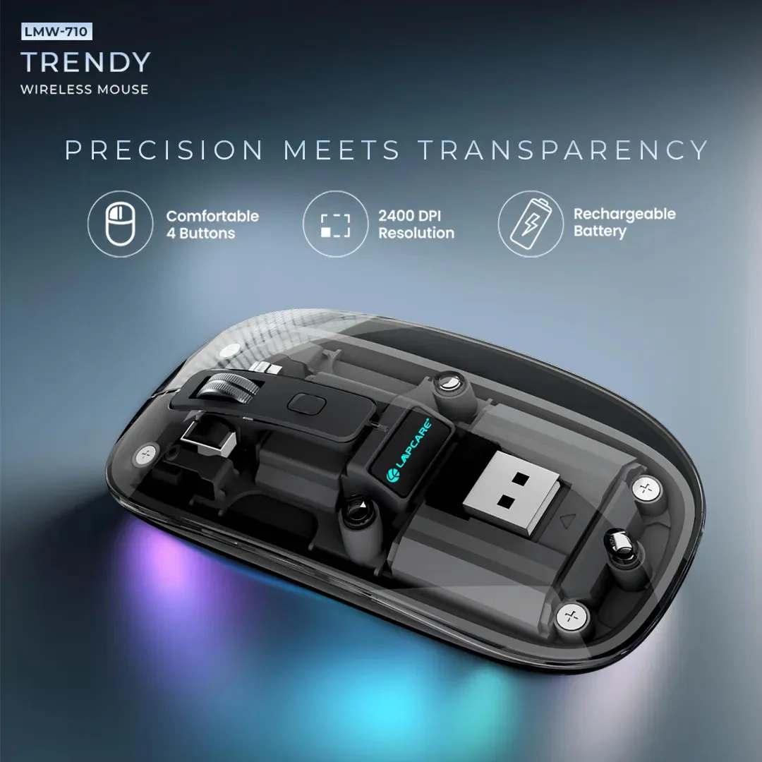 Trendy Wireless Mouse Transparent BT 2.4Ghz Grey (LMW-710)