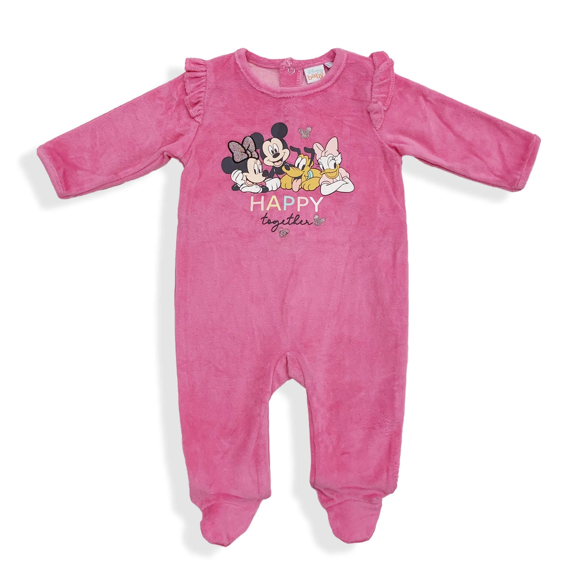 Tutina Disney Pagliaccetto neonato Minnie Mouse Pigiama ciniglia bimba 5934