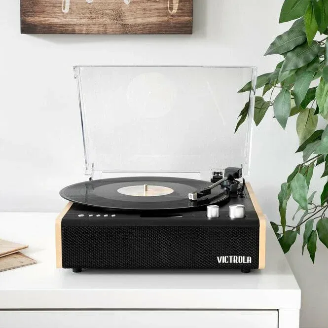 Victrola Eastwood Portable Dual Bluetooth Turntable - Bamboo & Black | VTA-72-BAM-EU