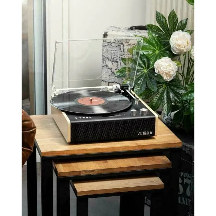 Victrola Eastwood Portable Dual Bluetooth Turntable - Bamboo & Black | VTA-72-BAM-EU