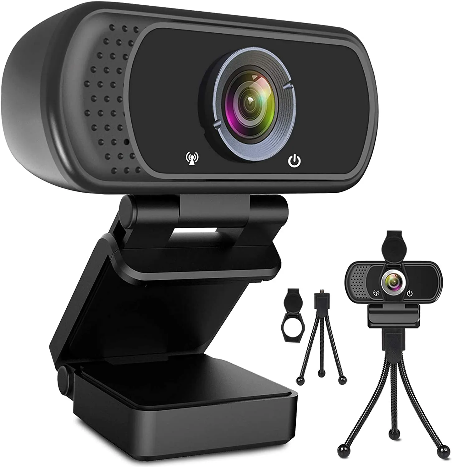 Webcam HD 1080P Web Camera, USB PC Computer Webcam with Microphone, Laptop Desktop Full HD Camera Video Webcam 110 Degree Widescreen, Pro Streaming Webcam for Recording, Calling, Conferencing, Gaming