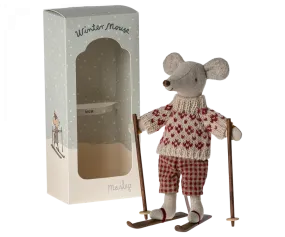 Winter Mouse with Ski Set, Mum