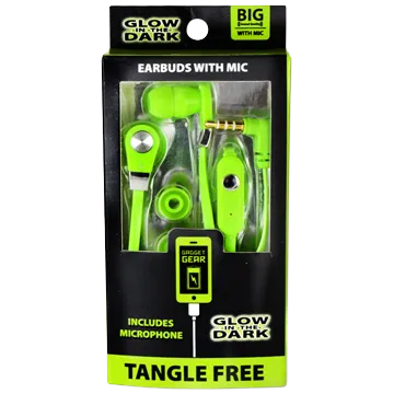 Wired Earbuds Glow in The Dark with Mic - 3 Pieces Per Pack 20614